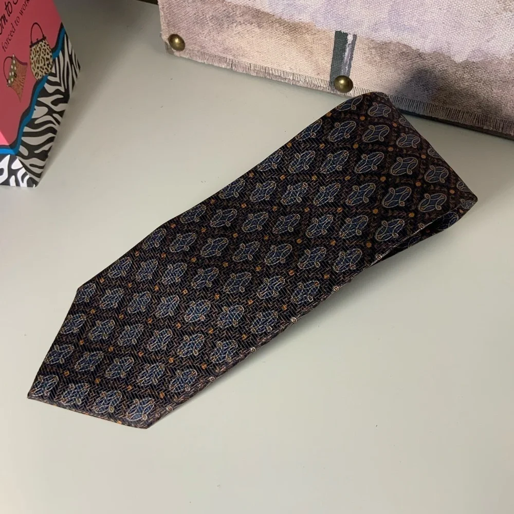 Nordstrom Elegant Blue and Brown Patterned Tie